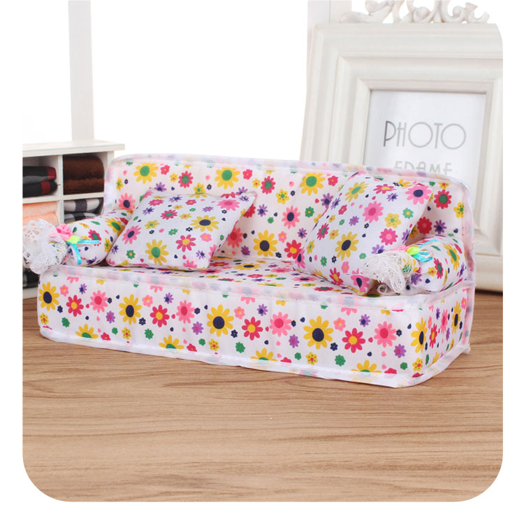 Dress Up Doll House Set Hộp quà tặng Phụ kiện Đồ chơi trẻ em Barbie Barbie Sofa vải Sofa đồ chơi cho bé gái