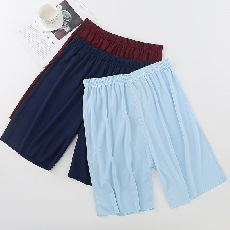 Summer ice silk quick-drying seamless shorts men's home pants loose casual five-point pants big pants pajama pants middle pants
