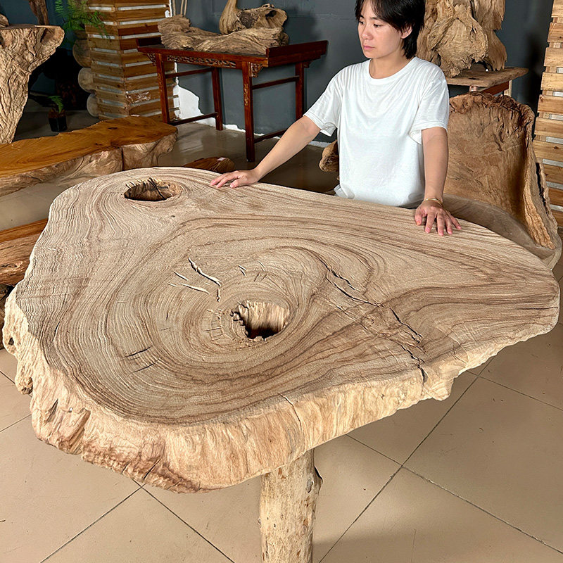 🌿 Original solid wood camphor wood root carving tea table pier, create ...