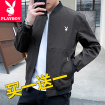 Flower Playboy jacket male and Korean version handsome cardiovert blouses spring and autumn in casual mens clothing 100 hitch coat baseball collars