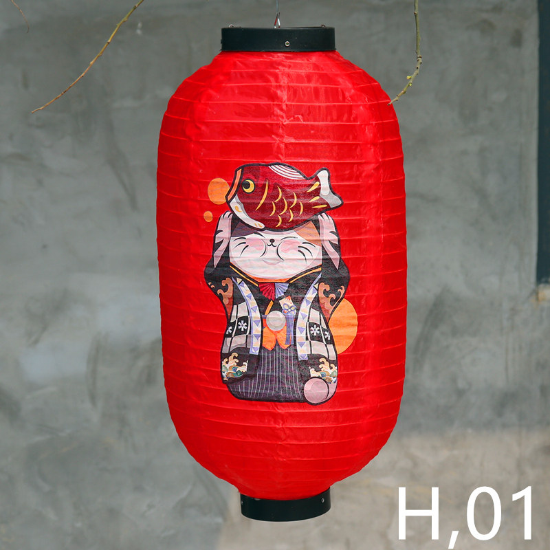 Japanese lucky cat red lantern Japanese cuisine dining room decoration palace lantern lady painting lampshade beige custom diy