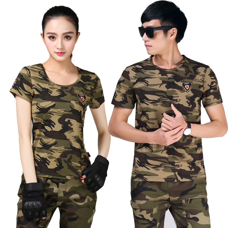 Round Collar Pure Cotton Military Meme Clothing Short Sleeve T-shirt Male and female Body Half Sleeve Blouse Summer Outdoor Special Soldier T-shirt Special Price