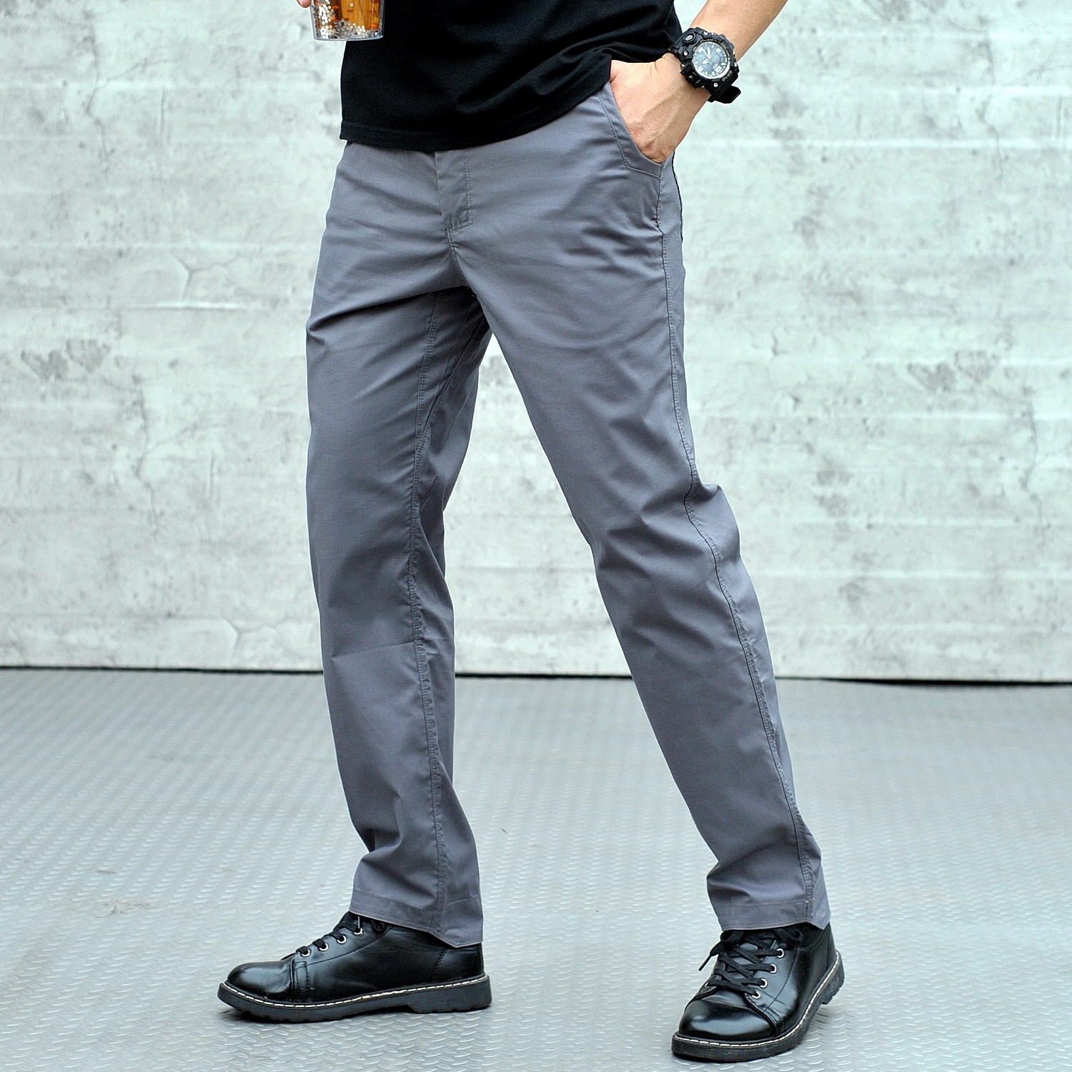 Spring and summer thin high elastic direct tactical casual pants for men's fans outdoor commuters for work-suited pants