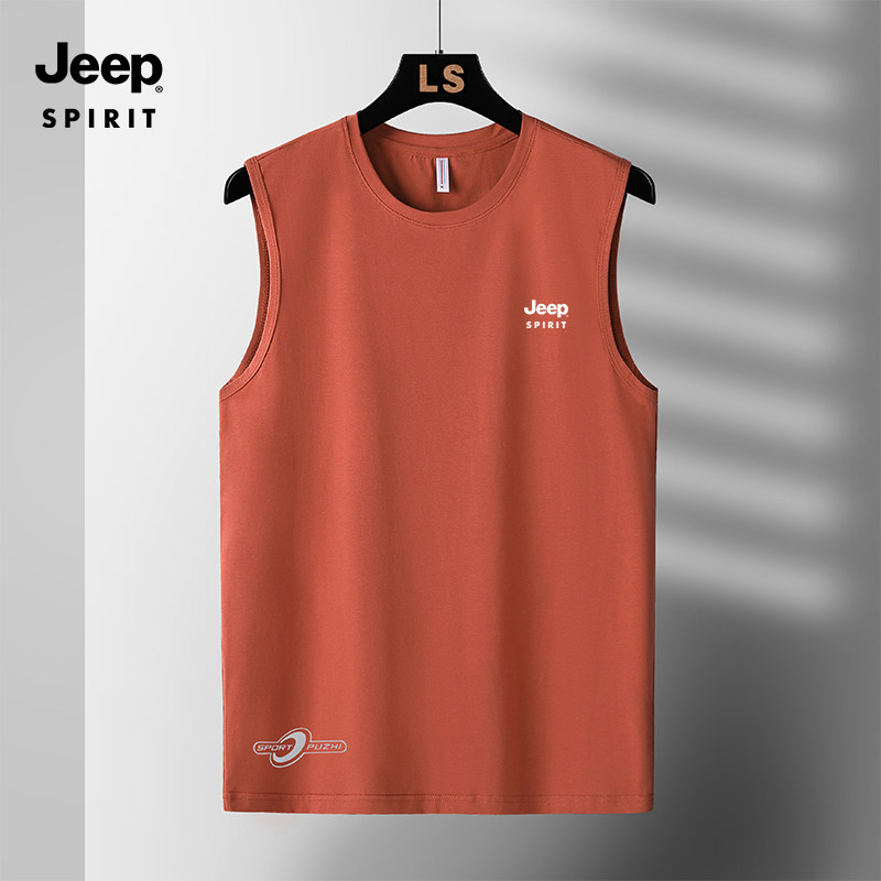Jeep Spirit Jeep Loose-Fitting Thin Sports Fitness Sweat Vest Casual Versatile Pure Cotton Vest Jeep Spirit Jeep Loose-Fitting Thin Sports Fitness Sweat Vest Casual Versatile Pure Cotton Vest
