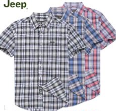 Рубашка мужская jeep专营店品质行货春夏男装吉普商务休闲格子短袖衬衫js11wh129