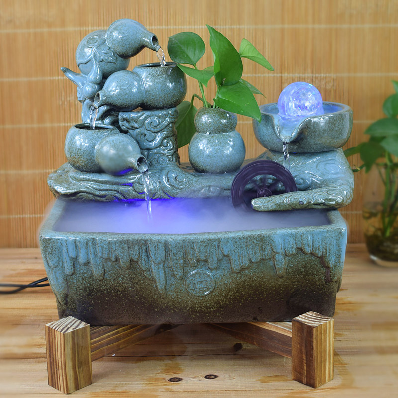 Hulu ceramic feng water wheel water fountain recruitment office decoration furnishings opening gift