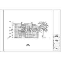 CAD drawing of a four-story above-ground frame structure townhouse residential building