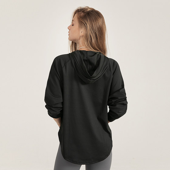 Sports sweatshirt women's loose slimming quick-drying running fitness long-sleeved casual hooded jacket yoga wear top T-shirt