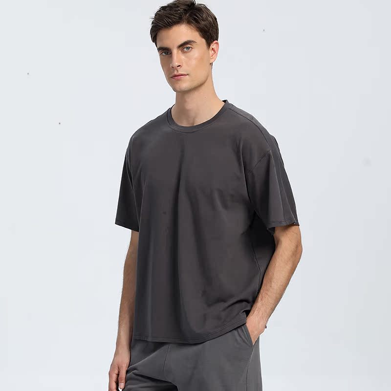 Breathable and quick-drying sports cotton T-shirt men's casual loose training clothes round neck short-sleeved large size running shirt fitness top