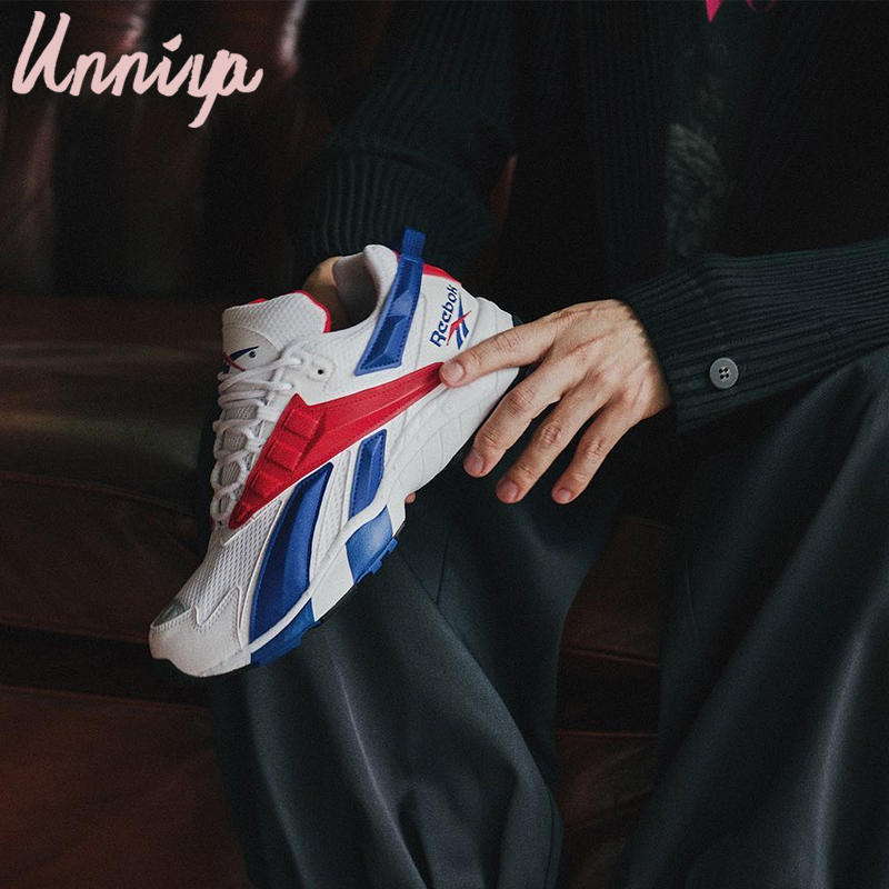 South Korea REEBOK sharp running INTERVAL 96 white blue red catwalk models old shoes FV5520