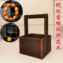 Amber Honey Wax Photo Prop Background Support Decor Bracket Vintage Wooden Barrel Micro Furniture Model