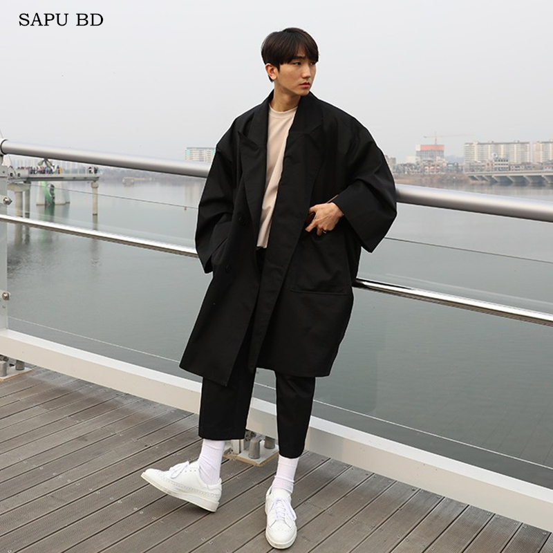 Usd 180 00 Autumn Windbreaker Men S Medium Length Oversized Loose Double Button Editing Korean Version Handsome British Casual Coat Men S Tide Card Wholesale From China Online Shopping Buy Asian Products Online From The