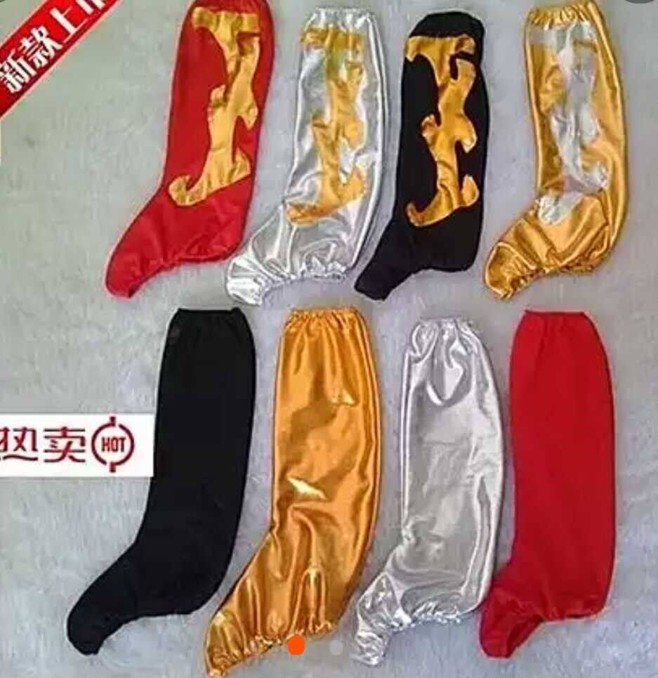 Male and female high elastic Mongolian dance foot sets Tibetan dance socks sleeve square dance boots cover red black silver green shoe cover-Taobao