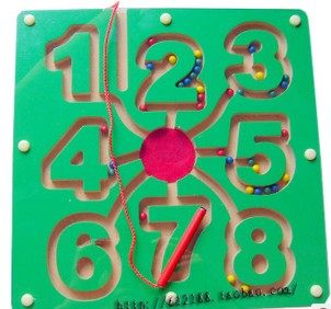 Wooden Toys Young Children Puzzle Early Education Toys Digital Magnetic Maze Small Iron Beads Intellectual Ball to Find a Place