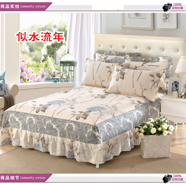 Bông bedspread giường váy ngủ một mảnh khăn trải giường cotton váy 1.2m1.5m1.8m Hàn Quốc nệm trải giường bìa Li - Váy Petti ga giường có viền