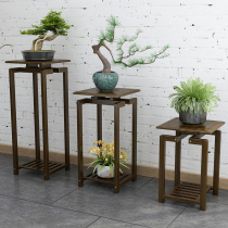 Green flower stand living room multi-layer flower table floor balcony shelf interior decoration small space solid wood flower pot stand