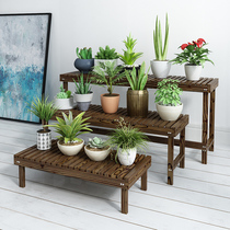 Balcony flower stand floor-standing solid wood indoor living room green loam rack garden climbing rack anti-corrosion hanging orchid flower pot stand
