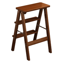 Solid wood folding stool home bar stool indoor living room three-step climbing ladder retractable ladder stool kitchen high stool
