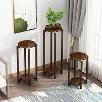 Indoor fancy shelf living room floor-to-ceiling balcony shelf solid wood flower table new Chinese-style fleshy rack Green rose pot stand