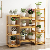 Flower rack storage rack balcony indoor living room ornaments floor multi-layer flower pot stand stepped Green climbing cane frame