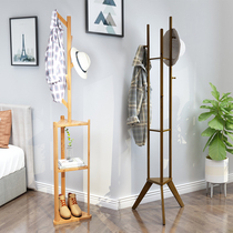 Coat rack Floor-to-ceiling simple modern bedroom storage rack Hanger space-saving household solid wood clothes rack