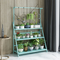 Flower rack Multi-layer indoor fleshy wood floor-to-ceiling flower pot rack Hanging living room balcony decorative shelf Special offer