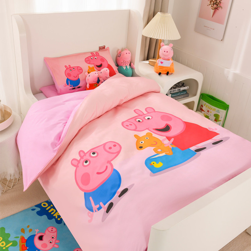Piggy Peggy children's quilt cotton cotton kindergarten dormitory baby three-piece set baby bedding quilt cover six-piece set
