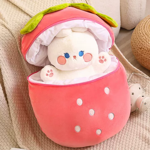 Плюшевая игрушка, подушка для сна, тряпичная кукла, клубника, кролик, белый кролик, подарок на день рождения