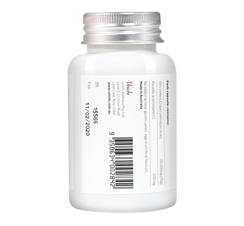 Unichi Dynamo Chiết xuất hạt nho Viên nang Anthocyanin phụ trợ làm trắng vết thâm bổ sung 60 viên - Thức ăn bổ sung dinh dưỡng thực phẩm chức năng collagen