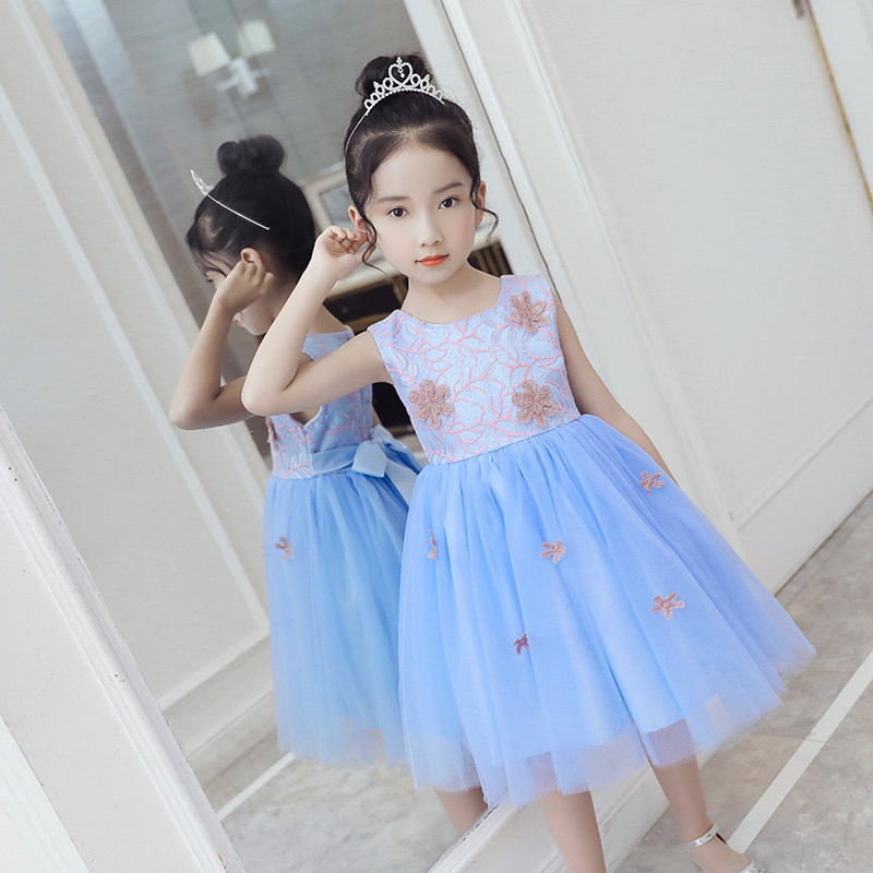 Children Lace Ocean Dress Summer Dress Women's Baby Super Foreign Pie Princess Dress Girl girl Han version pure cotton vest skirt summer