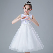 Childrens dress summer dress princess skirt fluffy yarn 2022 new white dress childrens clothing little girl foreign style skirt