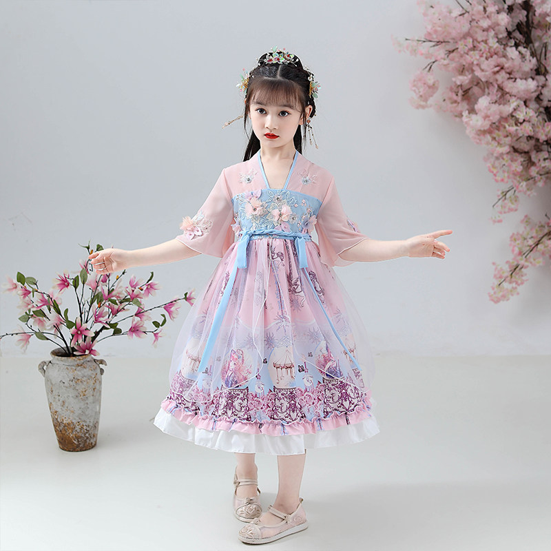 Girls Hanfu dress summer dress 2022 new summer children's skirt foreign style children's clothing Lolita princess dress summer