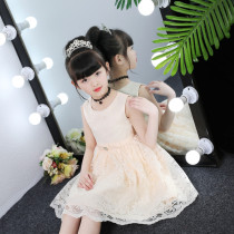  Girls dress Little girl Western style childrens Lace skirt Thin female baby summer vest Korean princess skirt