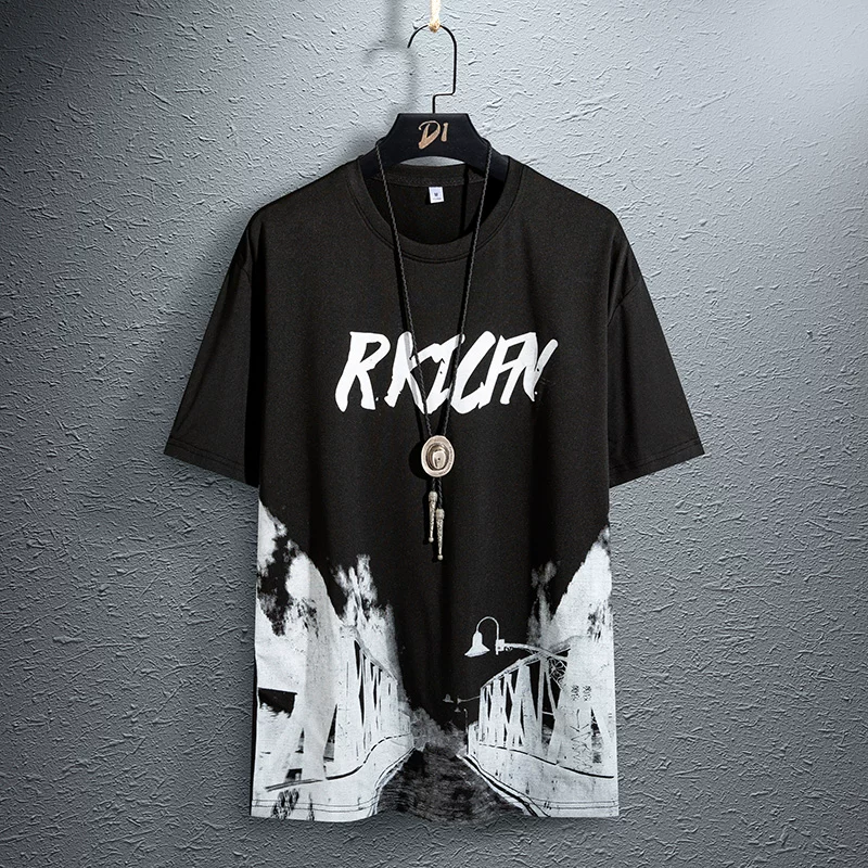 Летняя шелковая футболка с коротким рукавом, oversize