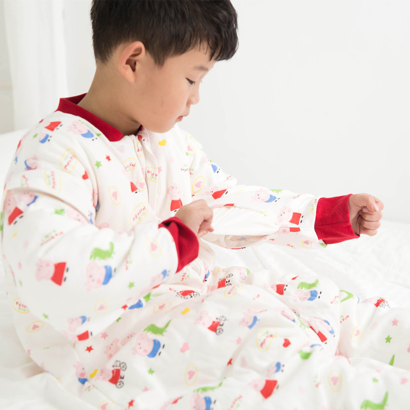 Children's silk split-leg sleeping bag baby jumpsuit baby mulberry silk sleeping bag kick-proof quilt split-leg romper romper