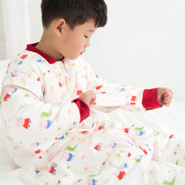 Childrens silk sub-legged sleeping bag baby one-piece clothes baby mulberry silk sleeping bag anti-kick by sub-legged climbing clothes Harvest