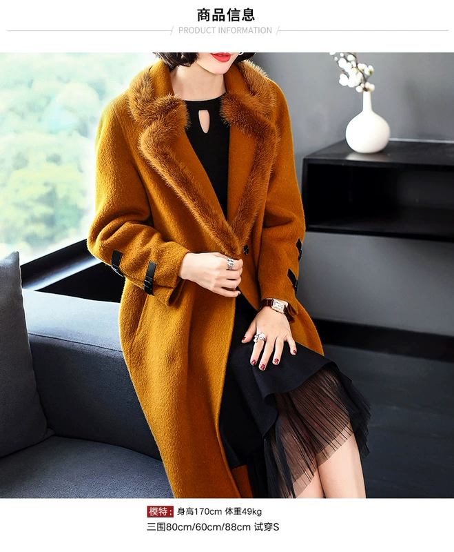 Áo khoác cashmere hai mặt nữ dài qua đầu gối 2019 mùa đông mới châu Âu và áo khoác len nữ cao cấp của Hoa Kỳ - Áo len lót đôi