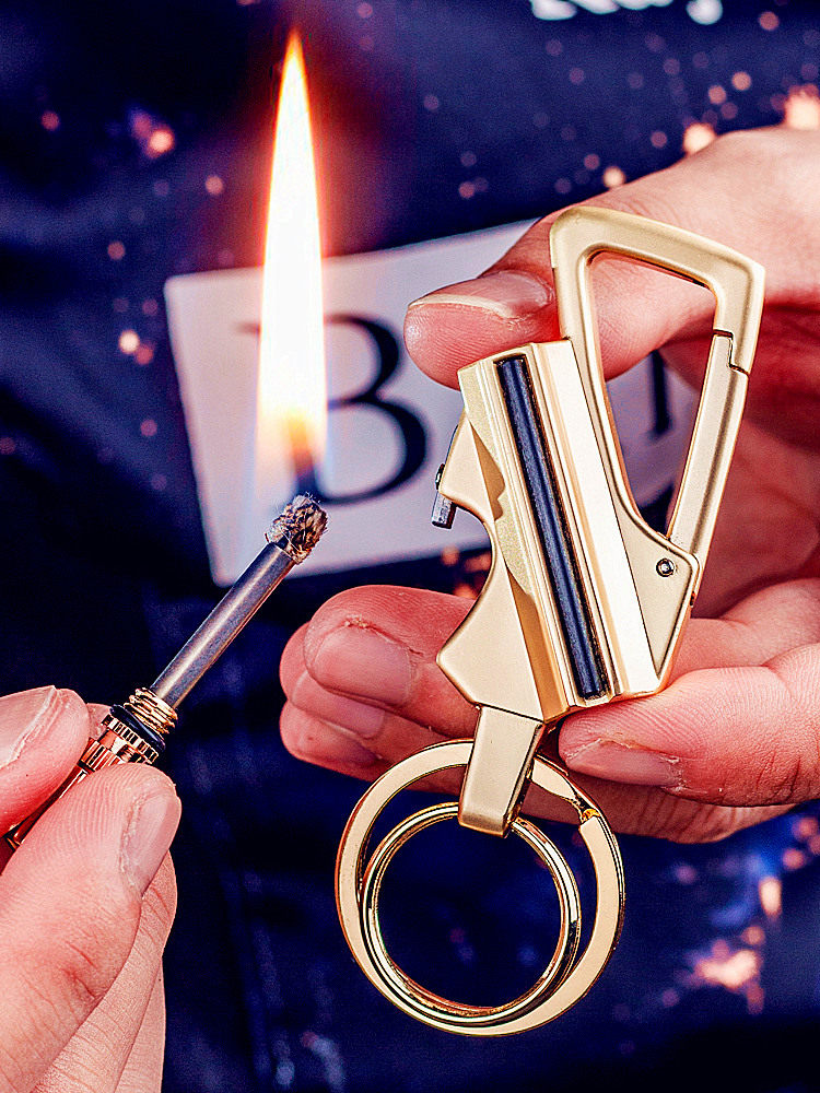 High-grade ten thousand matches keychain lighter car key three-in-one multifunctional men's waist hanging outdoor pendant