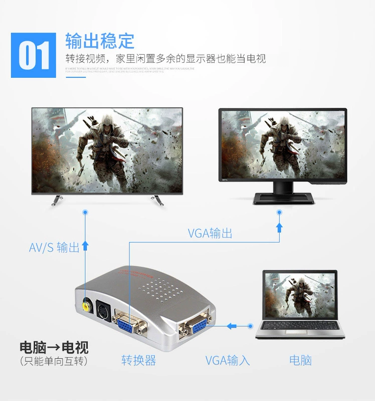 Máy tính chuyển đổi VGA sang AV sang TV S thiết bị đầu cuối chuyển đổi video máy tính sang TV PC sang đầu nối TV - TV
