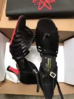 Черное атласное красное дно 5,5 подковообразной каблуки