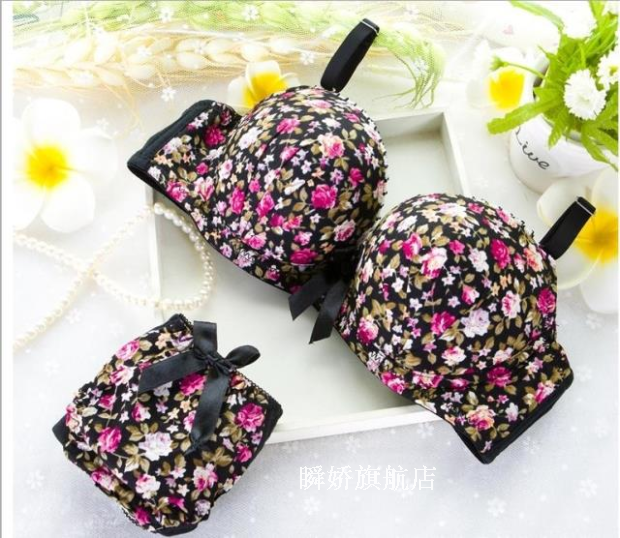 Student girl summer new small chest cute underwear set cotton gathered AB cup girl bra small cup breathable