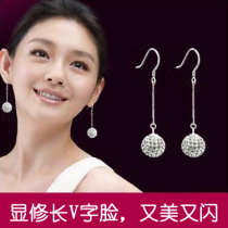 Earrings 925 sterling silver earrings earrings earrings female Austria diamond earring hook long Korean silver jewelry
