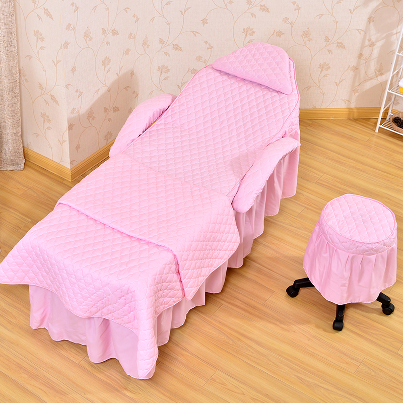 Vẻ đẹp giường bốn bộ màu sắc đẹp thẩm mỹ viện massage giường trải giường cao cấp chạm nổi mùa xuân gấp ba lần ga chun bọc giường spa
