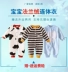 Bộ đồ nhung cho bé mùa xuân và mùa thu một mảnh phù hợp với nam và nữ Bộ đồ ngủ cho bé sơ sinh mùa thu và mùa đông mặc 3 tháng