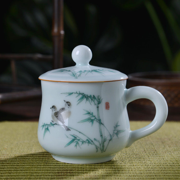 Jingdezhen ceramic hand - drawn tea cup with office cup - covered cup - tailored cup