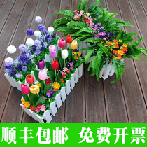 Plastic fence fence indoor and outdoor decoration rectangular flower trough green plant flower pot seed pot fake flower balcony