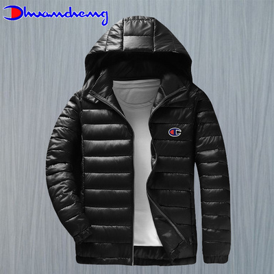 秋冬季羽绒棉服男短款保暖纯色克脱帽棉衣男