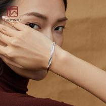 999 sterling silver bracelet female solid open foot silver bracelet twist simple art silver ornaments Young