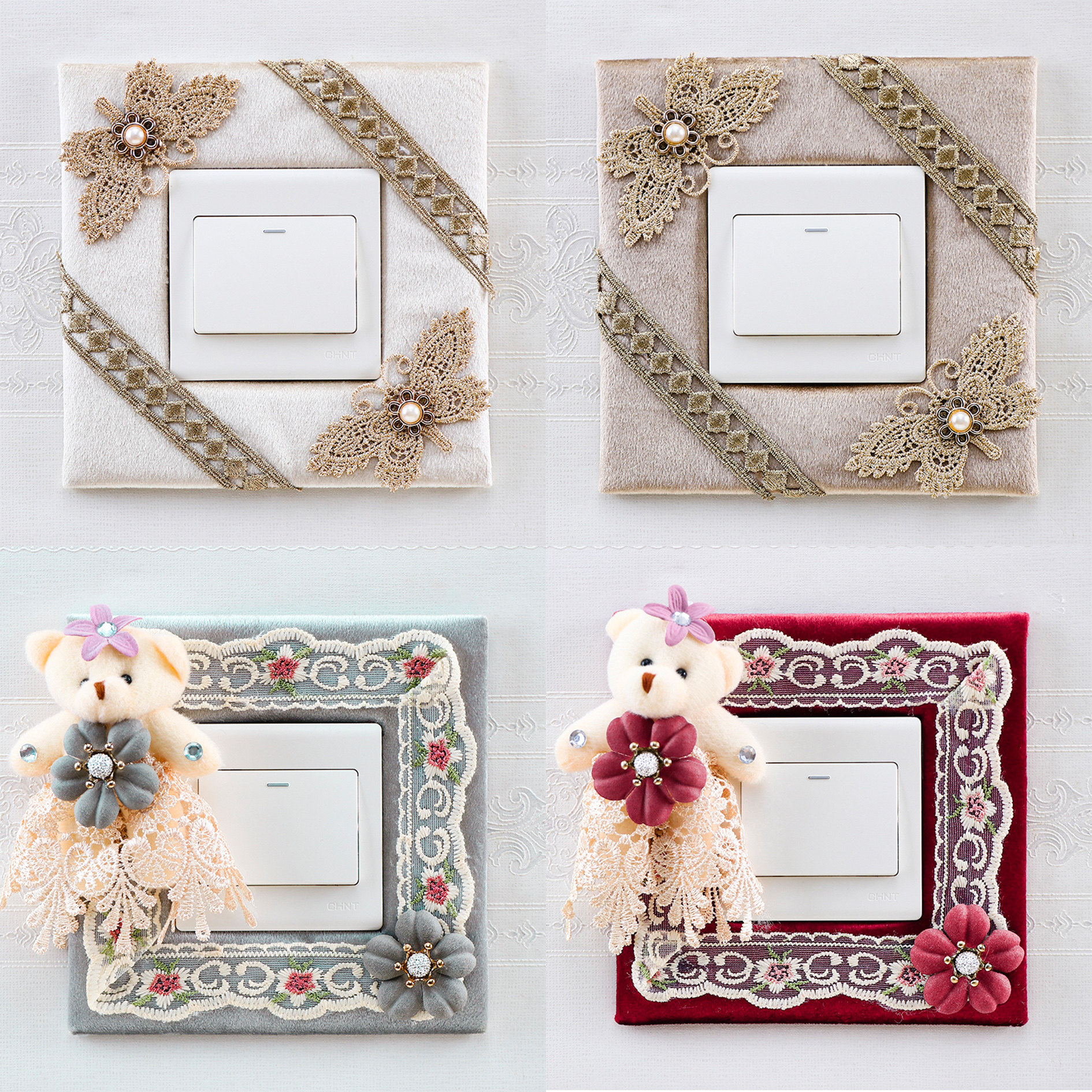 European style switch dust protective cover switch sticker wall sticker home creative living room bedroom lamp socket panel decorative cover