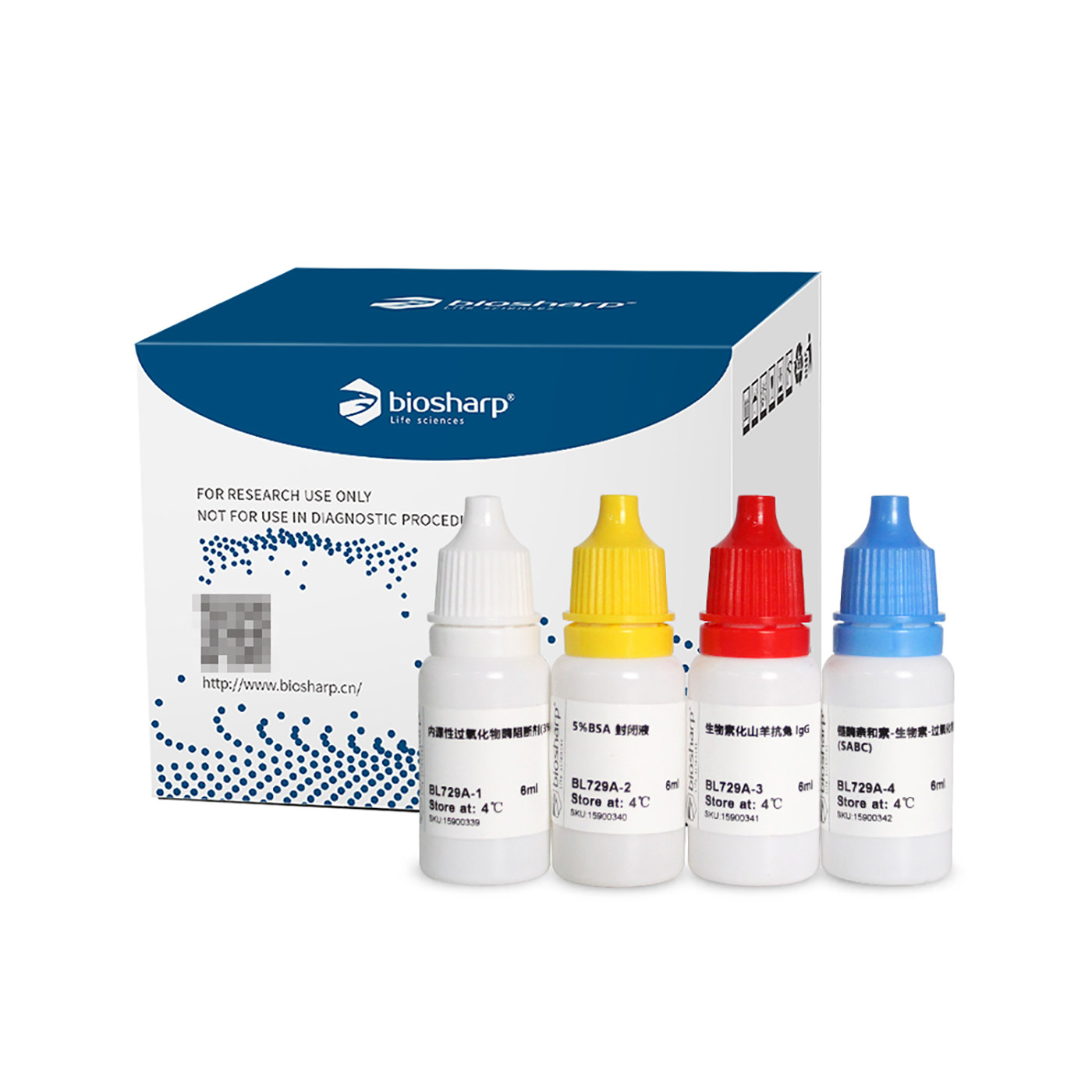 白鲨 Biosharp BL729A SABC免疫组化试剂盒(兔)即用型  6ml